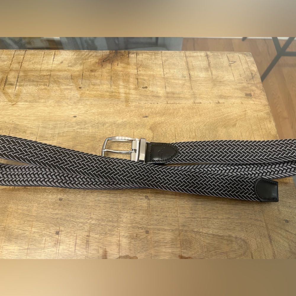 Tommy Bahama men's stretch braided leather trim belt